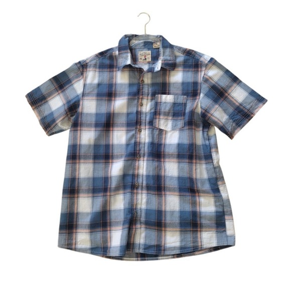RedHead Other - Red Head Button Up‎ Shirt Men L Blue Plaid Short Sleeve Textured Outdoors Casual